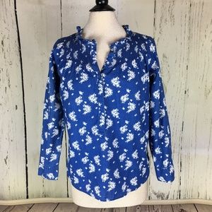 J. Crew Indigo Floral Popover